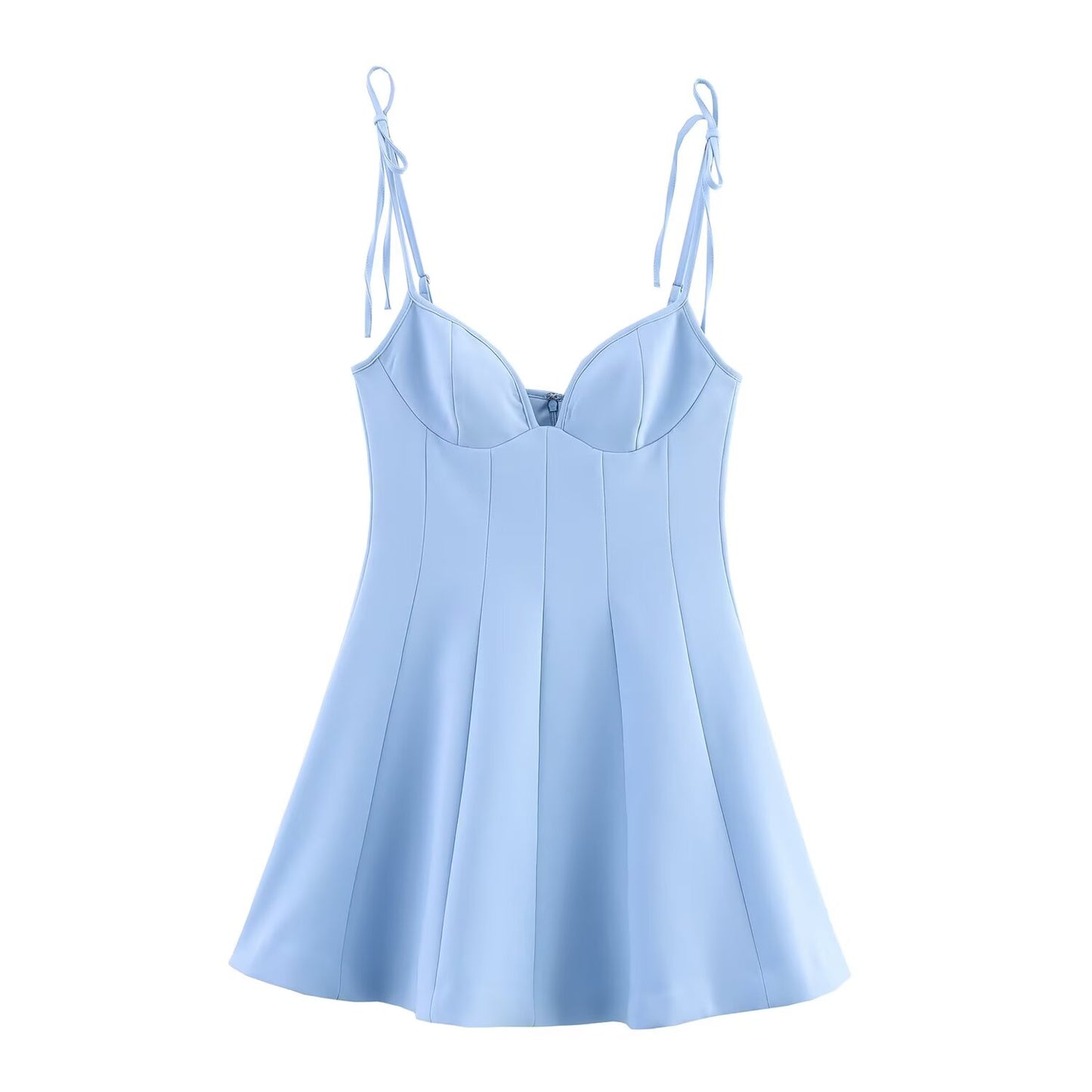 Women's new fashion bow shoulder strap slim wide swing mini dress