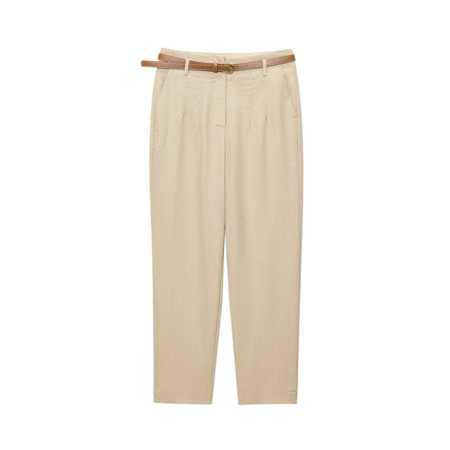 Women's new fashion with Belt vacation style casual pleated pants