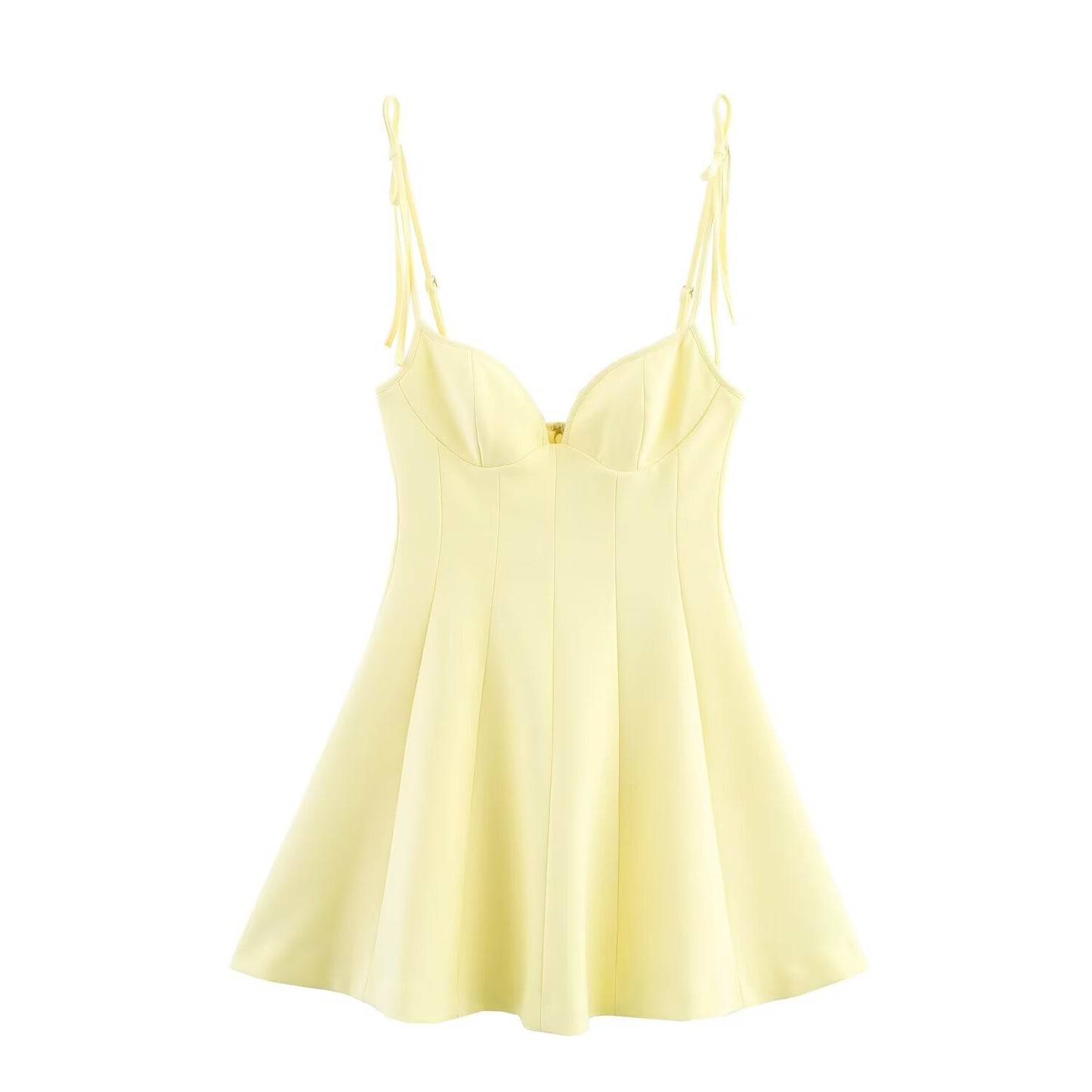 Women's new fashion bow shoulder strap slim wide swing mini dress