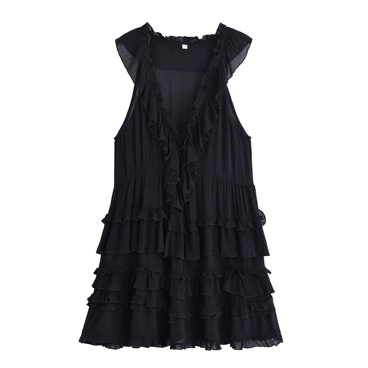 Women's new fashion layered decoration sleeveless V-neck mini dress